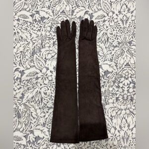 Ferragamo vintage Elegant Brown Long leather Gloves with silk lining size F